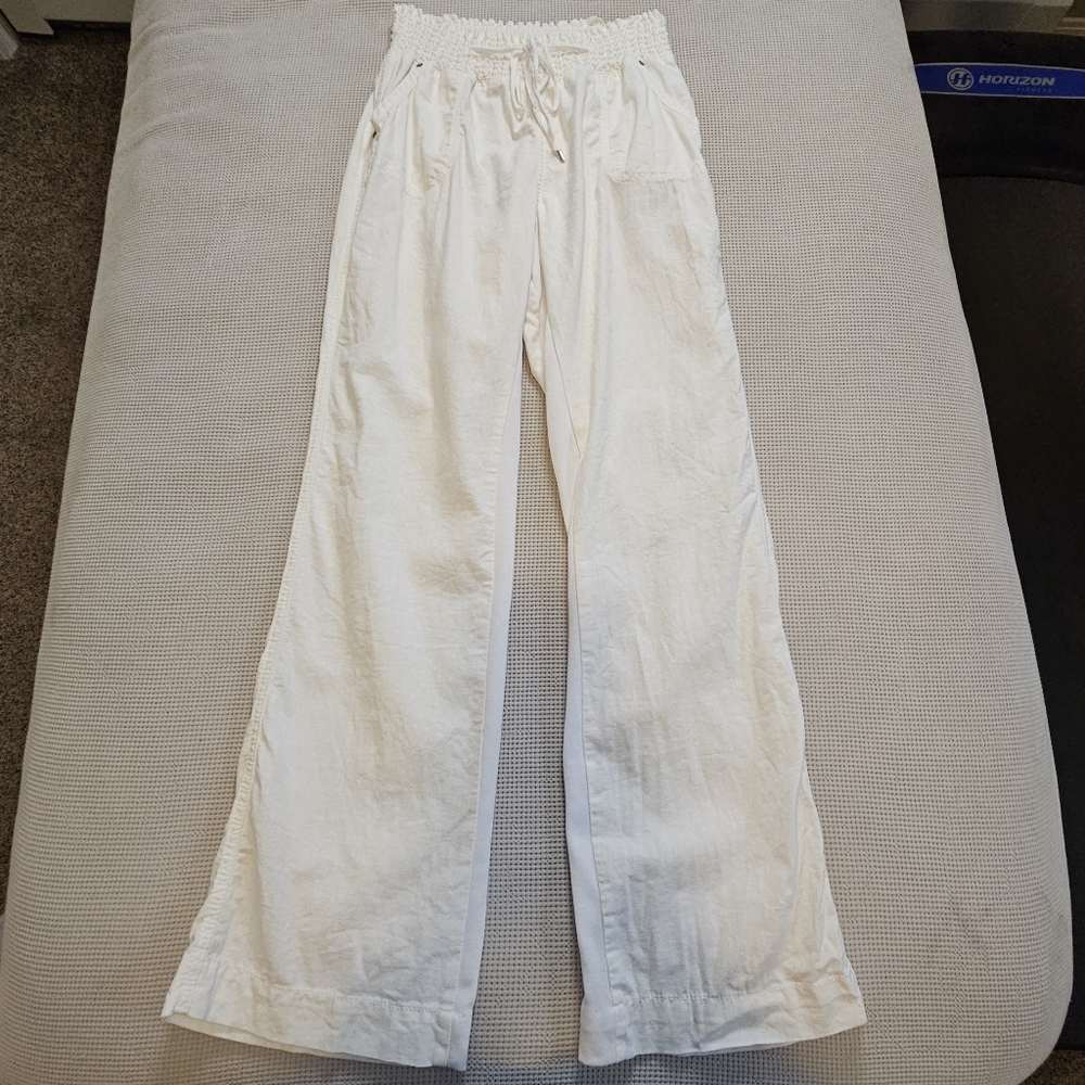 Ci Sono White Wide-Leg Drawstring Pants
